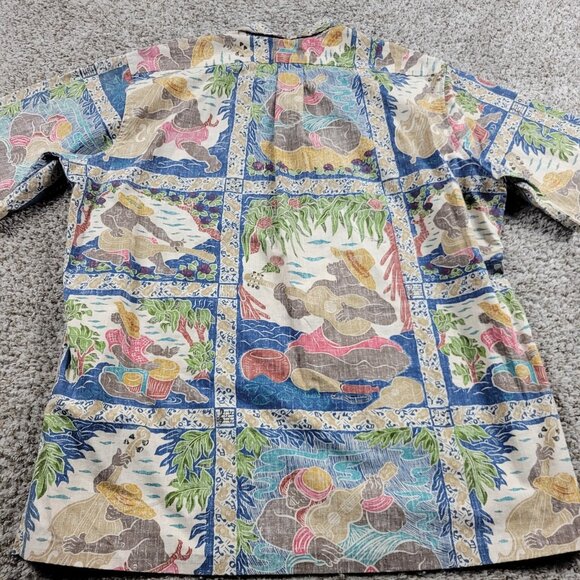 Reyn Spooner Detrich Varez Shirt Mens XL Hawaiian Guitar Print Floral Distressed - Picture 7 of 8